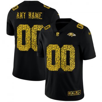 Baltimore Ravens Custom Men's Nike Leopard Print Fashion Vapor Limited NFL Jersey Black