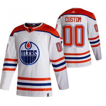 Edmonton Oilers Custom White Men's Adidas 2020-21 Reverse Retro Alternate NHL Jersey