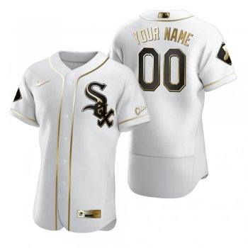 Men's Chicago White Sox Custom Nike White Stitched MLB Flex Base Golden Edition Jersey