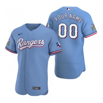 Men's Texas Rangers Custom Nike Light Blue Stitched MLB Flex Base Jersey