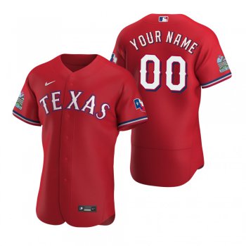 Men's Texas Rangers Custom Nike Scarlet Stitched MLB Flex Base Jersey
