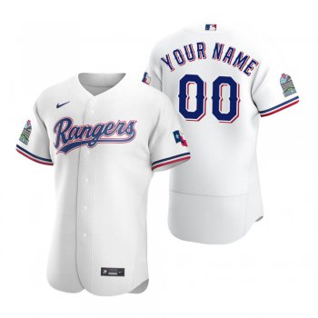 Men's Texas Rangers Custom Nike White Stitched MLB Flex Base 2020 Home Jersey