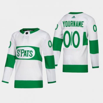 Men's Toronto Maple Leafs Custom Toronto St. Pats Road Authentic Player White Jersey