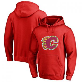 Calgary Flames Red Men's Customized All Stitched Pullover Hoodie