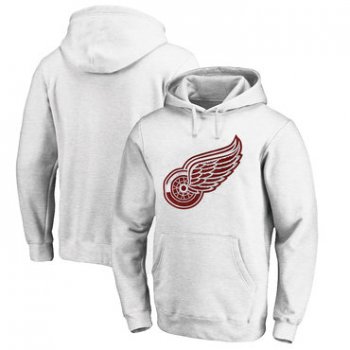 Detroit Red Wings White Men's Customized All Stitched Pullover Hoodie