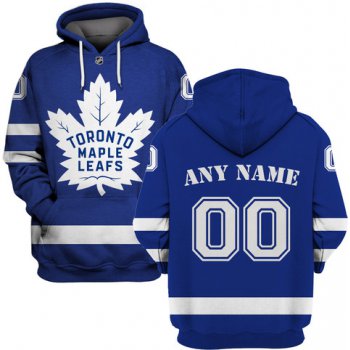 Maple Leafs Blue Men's Customized All Stitched Hooded Sweatshirt