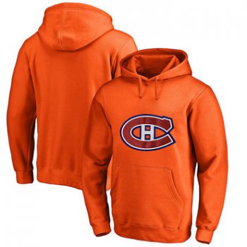 Montreal Canadiens Orange Men's Customized All Stitched Pullover Hoodie