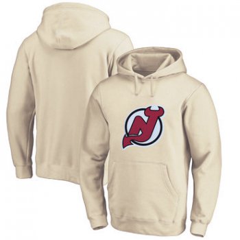 New Jersey Devils Cream Men's Customized All Stitched Pullover Hoodie