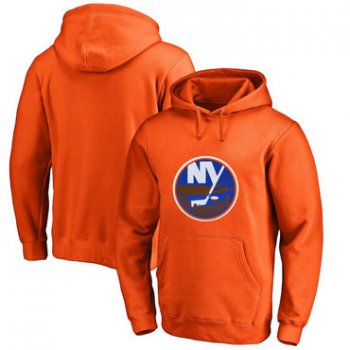 New York Islanders Orange Men's Customized All Stitched Pullover Hoodie