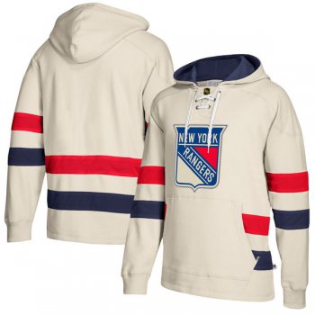 New York Rangers Cream Men's Customized All Stitched Hooded Sweatshirt