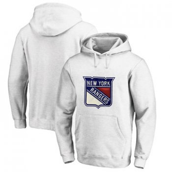 New York Rangers White Men's Customized All Stitched Pullover Hoodie
