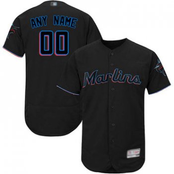 Men's Customized Authentic Jersey Black Baseball Alternate Miami Marlins Flex Base