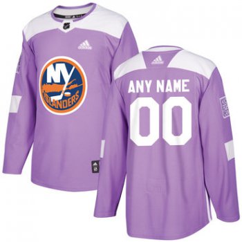 Men's New York Islanders Purple Pink Custom Adidas Hockey Fights Cancer Practice Jersey