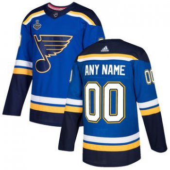 Men's St. Louis Blues ANY NAME adidas NHL Authentic Pro Home Jersey with 2019 Stanley Cup Finals Patch