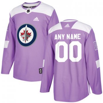 Men's Winnipeg Jets Purple Pink Custom Adidas Hockey Fights Cancer Practice Jersey