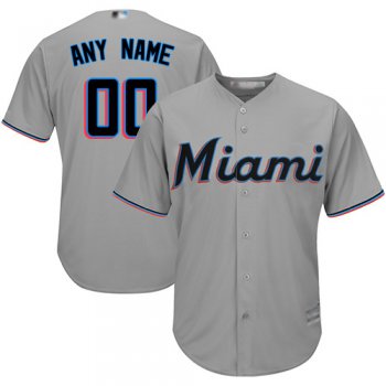 Youth Customized Authentic Jersey Grey Baseball Road Miami Marlins Cool Base