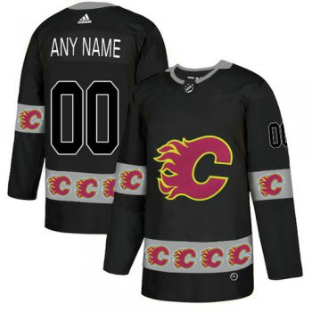 Men's Calgary Flames Custom Black Team Logos Fashion Adidas Jersey