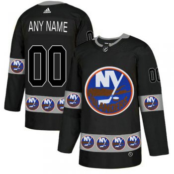 Men's New York Islanders Custom Black Team Logos Fashion Adidas Jersey