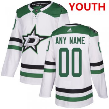 Youth Adidas Dallas Stars Away NHL Authentic White Customized Jersey
