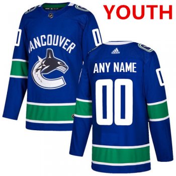 Youth Adidas Vancouver Canucks Customized Authentic Blue Home NHL Jersey