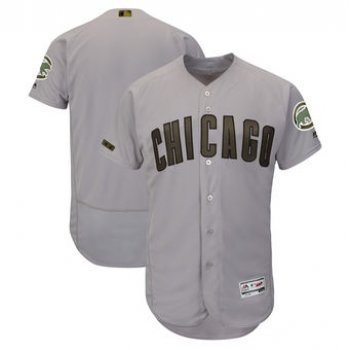 Men's Chicago Cubs Majestic Gray 2018 Memorial Day Authentic Collection Flex Base Team Custom Jersey