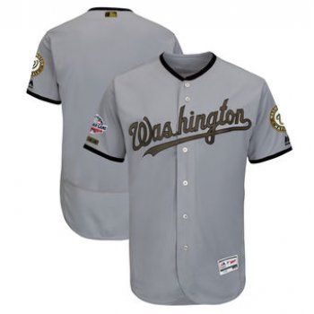 Men's Washington Nationals Majestic Gray 2018 Memorial Day Authentic Collection Flex Base Team Custom Jersey