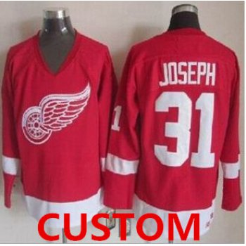 Custom Detroit Red Wings Red CCM Throwback Stitched NHL Jersey