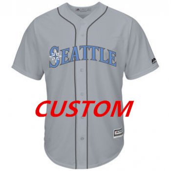 Custom Men's Seattle Mariners Majestic Gray Father's Day Cool Base Replica Team Jersey
