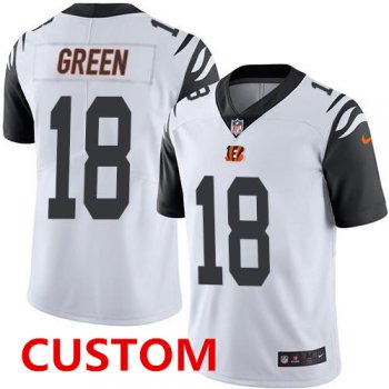 Custom Nike Bengals White Men's Stitched NFL Limited Rush Jersey