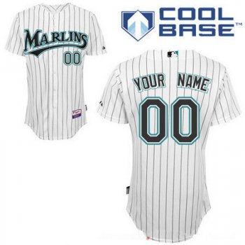 Men's Florida Marlins White Home Majestic Old Cool Base Custom Baseball Jersey