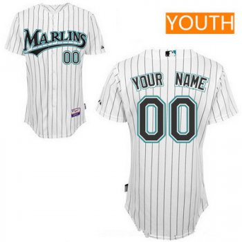 Youth Florida Marlins White Home Majestic Old Cool Base Custom Baseball Jersey