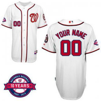 Men's Washington Nationals Personalized Home Jersey With Commemorative 10th Anniversary Patch