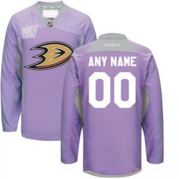 Men's Anaheim Ducks Purple Pink Custom Reebok Hockey Fights Cancer Practice Jersey