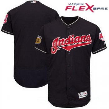 Men's Cleveland Indians Majestic Navy Blue 2017 Spring Training Authentic Flex Base Stitched MLB Custom Jersey