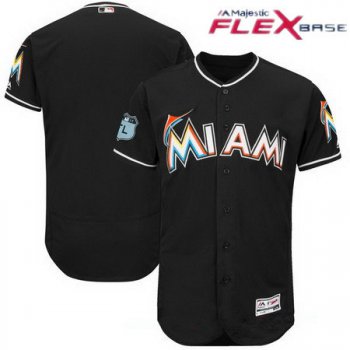 Men's Miami Marlins Majestic Black 2017 Spring Training Authentic Flex Base Stitched MLB Custom Jersey