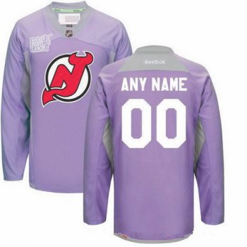 Men's New Jersey Devils Purple Pink Custom Reebok Hockey Fights Cancer Practice Jersey