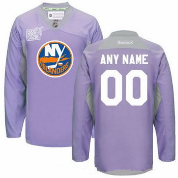 Men's New York Islanders Purple Pink Custom Reebok Hockey Fights Cancer Practice Jersey