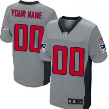 Men's Nike New England Patriots Customized Gray Shadow Elite Jersey