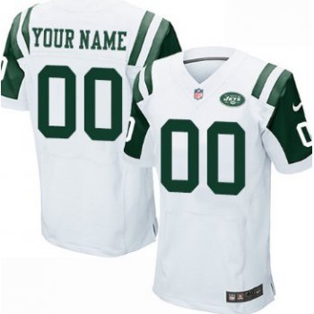 Men's Nike New York Jets Customized White Elite Jersey