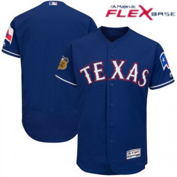 Men's Texas Rangers Majestic Royal Blue 2017 Spring Training Authentic Flex Base Stitched MLB Custom Jersey