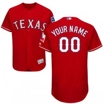 Mens Texas Rangers Red Customized Flexbase Majestic MLB Collection Jersey