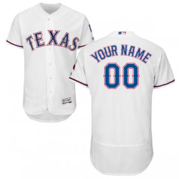 Mens Texas Rangers White Customized Flexbase Majestic MLB Collection Jersey