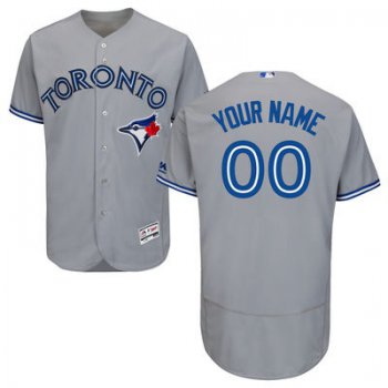 Men's Toronto Blue Jays Customized Gray Road 2016 Flexbase Majestic Collection Baseball Jersey