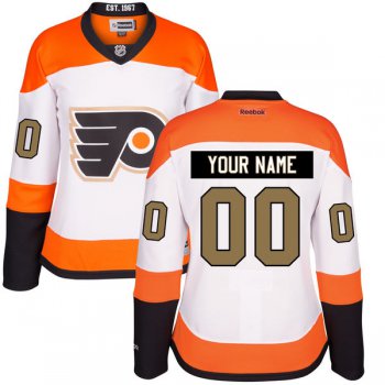 Women's Philadelphia Flyers White Third 50th Gold Custom Stitched NHL Reebok Hockey Jersey