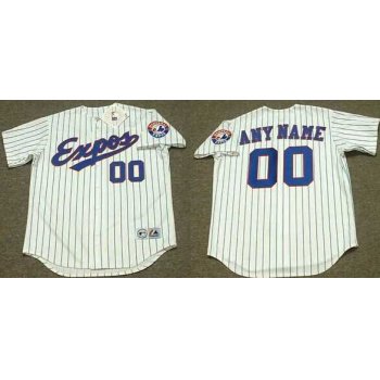 Youth Montreal Expos Customized 1982 White Pinstripe Mitchell & Ness Jersey