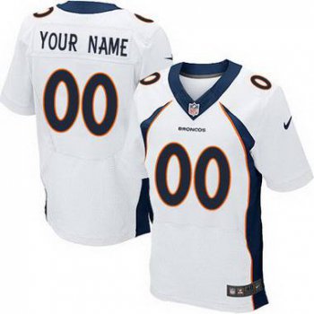 Men's Denver Broncos Nike White Customized 2014 Elite Jersey