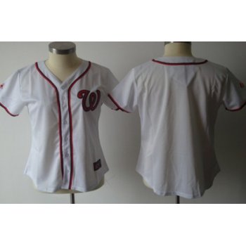 Women's Washington Nationals Customized White With Red Jersey