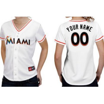 Women's Miami Marlins Customized White With Black Jersey