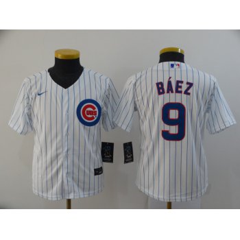 Youth Chicago Cubs #9 Javier Baez White Stitched MLB Cool Base Nike Jersey