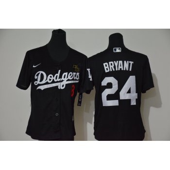 Youth Los Angeles Dodgers #24 Kobe Bryant Black KB Patch Stitched MLB Cool Base Nike Jersey